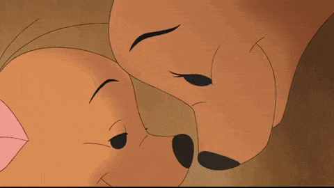 two cartoon animals are looking at each other
