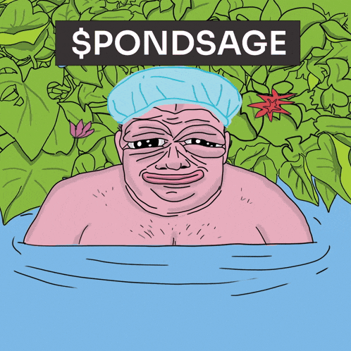 a cartoon drawing of a man in a bathtub with the words $ pondsage written above him