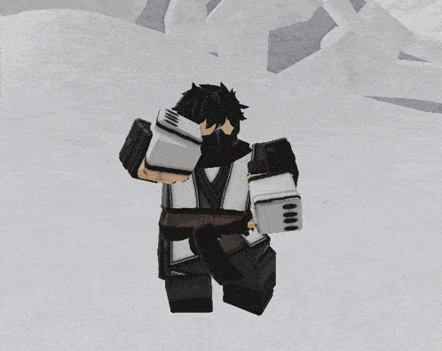 a cartoon character is standing in the snow