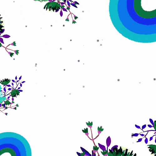 a blue square with arabic writing on it surrounded by flowers