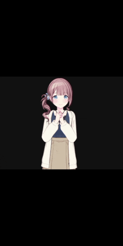 a girl says happy birthday to you with a cake in the background