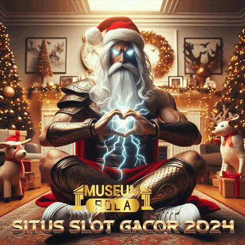 a poster for situs slot gacor 2024 with a statue of santa claus