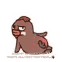 a cartoon chicken is sitting on the ground with a yellow beak and a red head .
