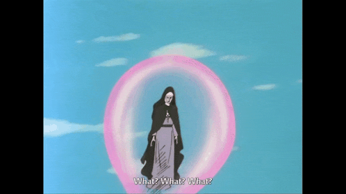 a woman in a purple dress is in a pink bubble