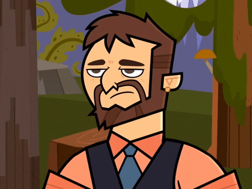 a cartoon drawing of a man with a beard and tie