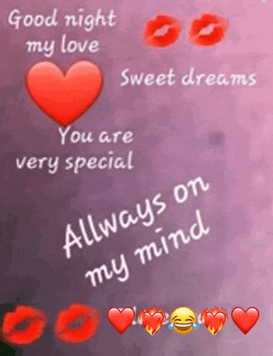 a purple background with hearts and the words " good night my love "