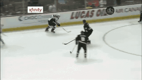 a hockey game is being shown on xfinity