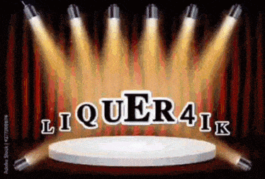 a stage with spotlights on it and the word liquer4ik on it