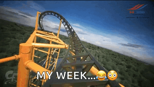 a roller coaster going down a hill with the words my week below it