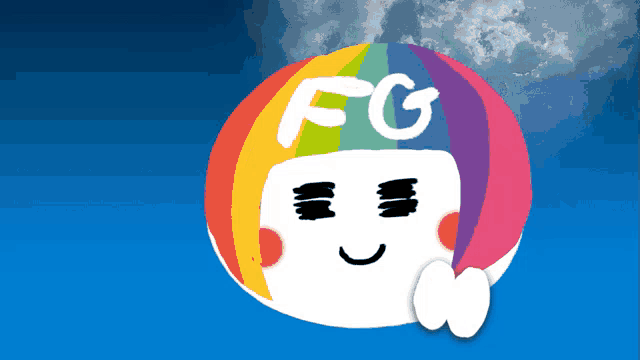 a cartoon character with fg written on it