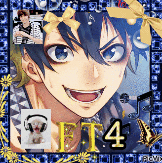 a picture of a boy with a bow on his head and the number 4