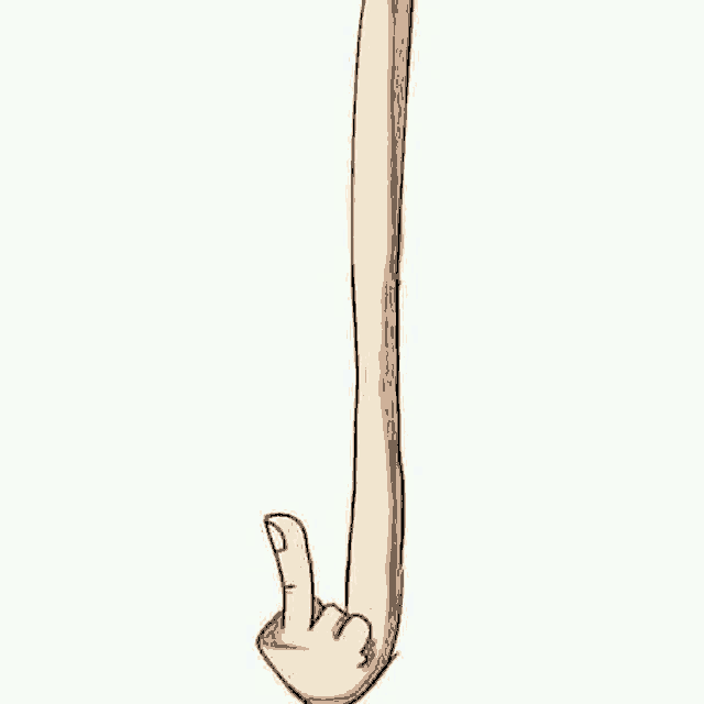 a cartoon drawing of a long arm with a middle finger .