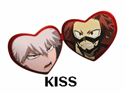 a couple of heart shaped buttons with the word kiss underneath them