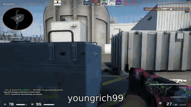 a video game with the name youngrich99 on it