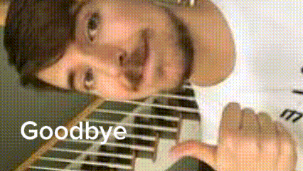 a man is playing a keyboard with the words goodbye written on the bottom
