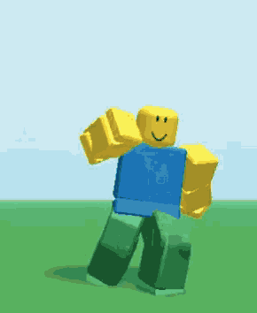 a cartoon character with a blue shirt and green pants