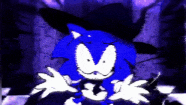 a cartoon of sonic the hedgehog wearing a black hat and white gloves