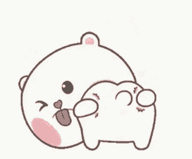 a cartoon bear is sticking its tongue out .