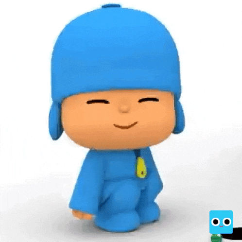 a cartoon character with a blue hat and ear protectors