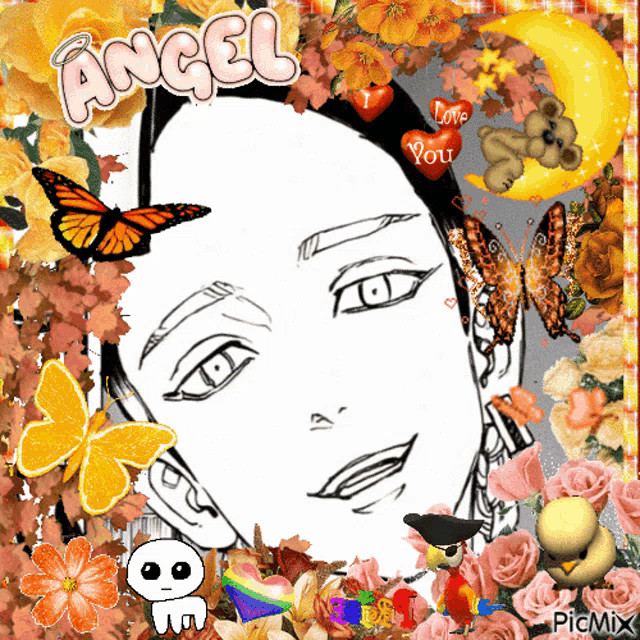 a black and white drawing of a woman with the word angel above it