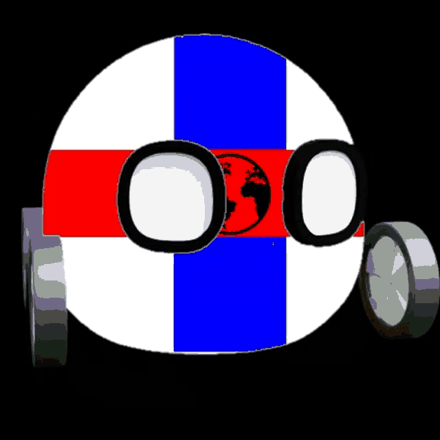 a red white and blue circle with a globe on it