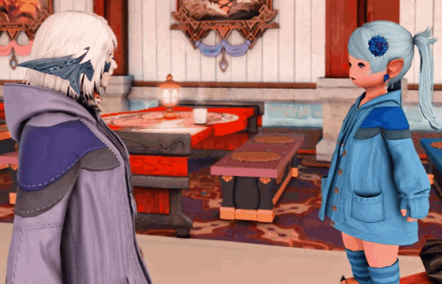 a man and a girl are standing next to each other in a living room