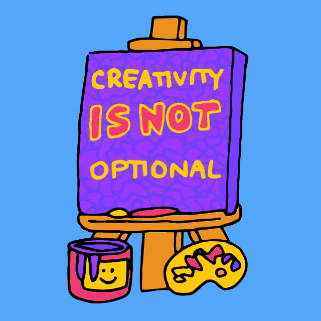 a cartoon drawing of an easel with a sign that says support arts education