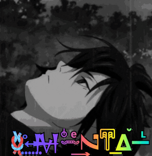a black and white image of a person with the word hentai written below it