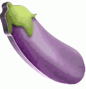 a purple eggplant with a green stem on a white background