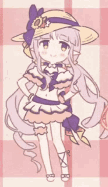 a drawing of a little girl wearing a straw hat and a bikini .