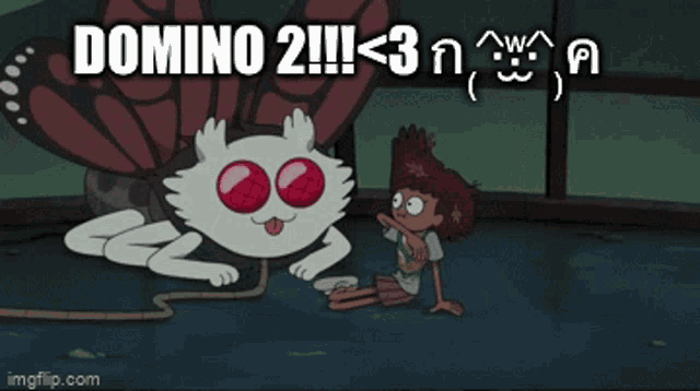 a cartoon of a girl laying on the floor next to a white cat with red eyes