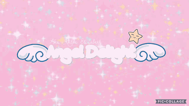 a pink background with angel delight written in white letters