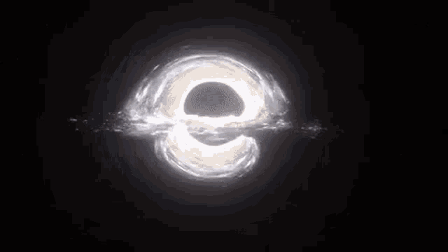 a black hole in the middle of a galaxy with a light coming out of it