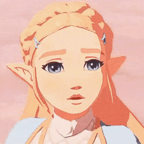 a close up of a cartoon character with a surprised look on her face .