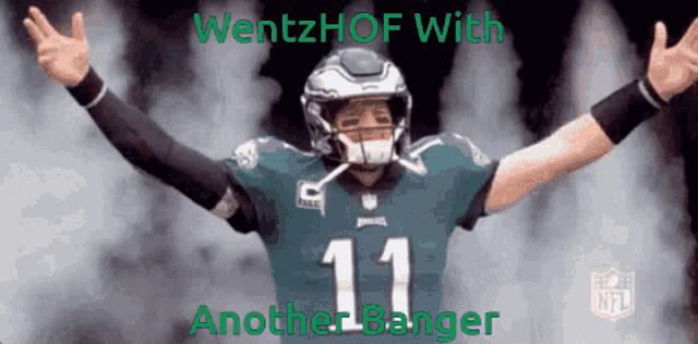 wentzhof with another banger is written above a football player with his arms outstretched