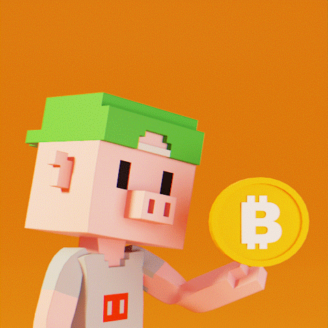 a cartoon character with a green hat and a yellow coin with the letter b
