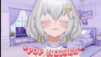 a girl in a room with the words pop noises on the bottom