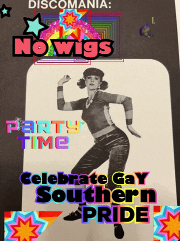 a poster that says discomania no wigs party time
