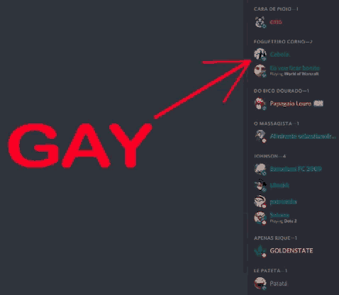 a screenshot of a discord server with the word gay visible
