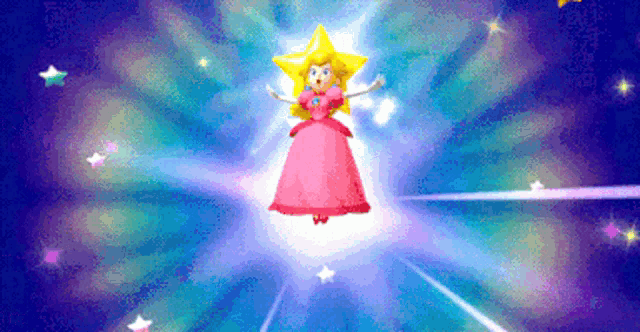 a cartoon of princess peach flying through the air