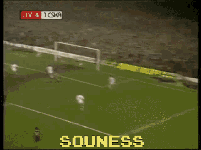 a blurred image of a man with the word souness written on it