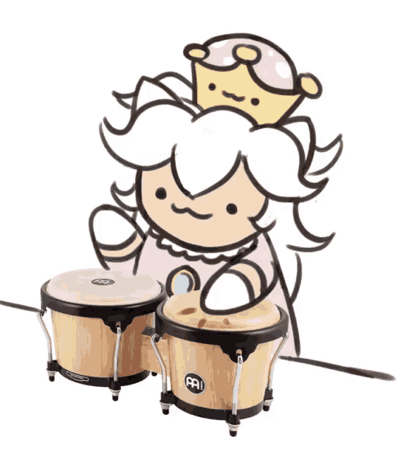 a cartoon drawing of princess peach playing drums