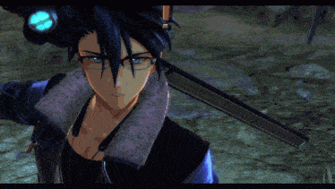 a person in a video game is kicking a blue light