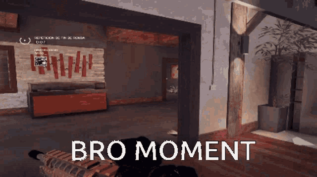 a screenshot of a video game with the words bro moment