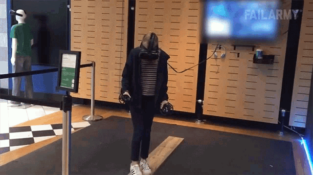 Vr Gaming Fell Down GIF - Vr Gaming Fell Down Loose Control GIFs