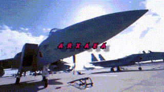 a picture of a fighter jet with the word arkaea above it