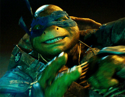 a close up of a teenage mutant ninja turtle wearing a mask