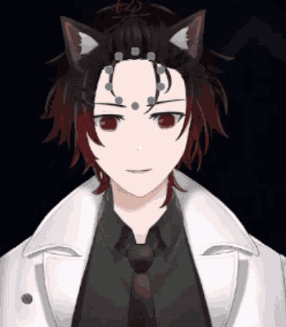 a close up of a anime character with cat ears