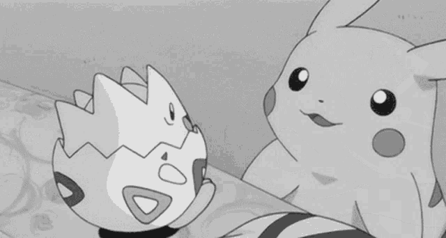 a black and white cartoon of a pikachu holding a pokemon egg .