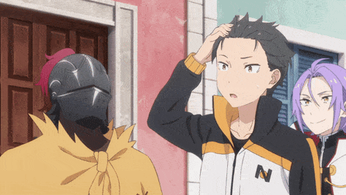 a man with the letter n on his jacket stands next to another man